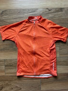 Voler Cycling Jersey Men’s Large Orange Full Zip Made in USA Bike Shirt
